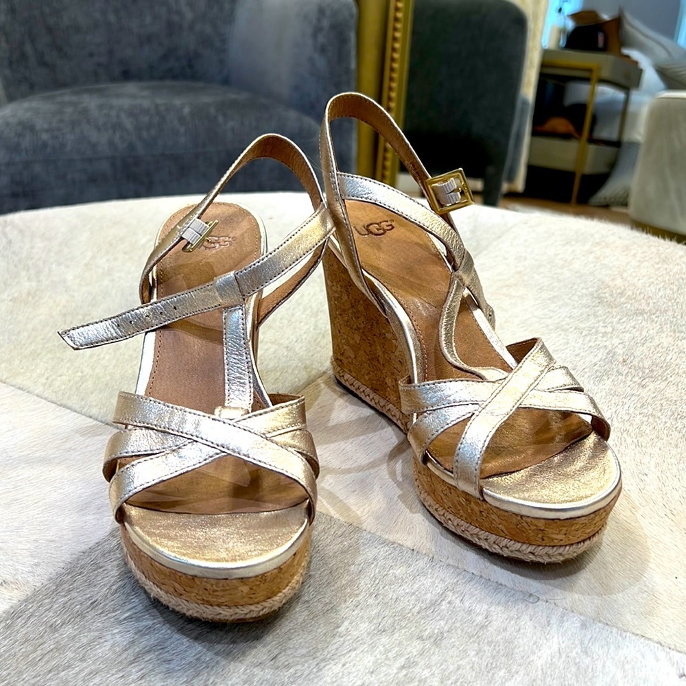 Ugg gold wedge sandals
